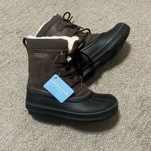 NWT London Fog winter boots little kids 12 brown upper, black rubber lower